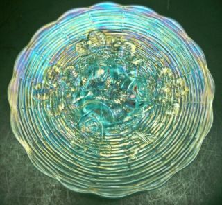 Antique Northwood Carnival Glass Ice Blue Rose Show 9.  5 " Plate
