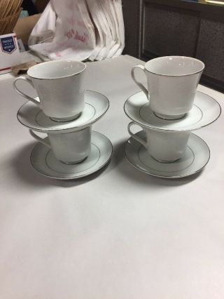 4 Cups And 4 Saucers Vtg Crown Victoria " Lovelace " Fine China