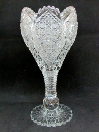 Antique Abp American Brilliant Period Chalice Vase,  11.  5 ",  Kelly Steinman?