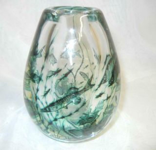 Orrefors Fish Graal Art Glass Vase Hald Sweden Art Glass Aquarium