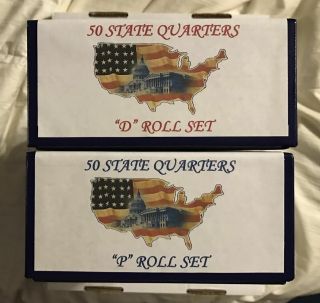 State Quarter Coin Tube And Roll - 2 Storage Box Set Holds 100 Tubes (p & D) Box