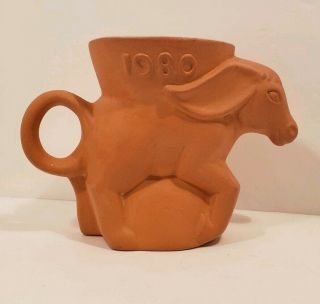 Frankoma Pottery 1980 Democrat Donkey Terra Cotta Political Mug / Cup