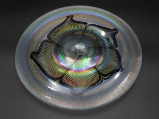 1978 Vintage Art Glass 11 1/2 " Pulled Feather Plate,  Signed " Simpson "
