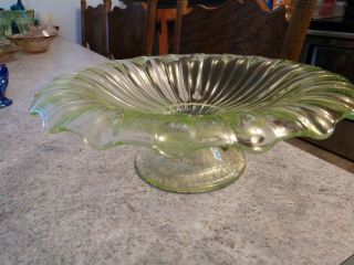 Heisey Green Uranium Glass Footed Console/center/fruit Bowl