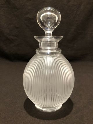 Lalique France Crystal Langeais Frosted Clear Glass Ribbed Decanter 2