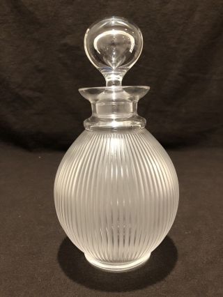Lalique France Crystal Langeais Frosted Clear Glass Ribbed Decanter 3