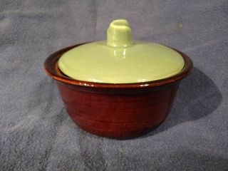 2 Vintage 1953 Red Wing Pottery Village Green Marmite Casserole Covered Bowl