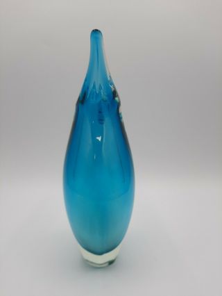 Vintage Murano Sommerso Turquoise Blue Green Clear Art Glass Pitcher Vase 2
