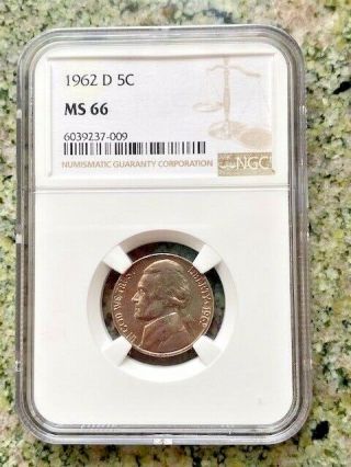 1962 D 5c Jefferson Nickel Ngc Ms66