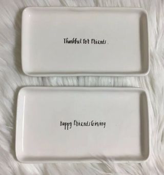 2017 Rae Dunn Trays - Set Of 2,  Thankful For Friends,  Happy Friendsgiving