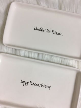 2017 RAE DUNN Trays - Set of 2,  Thankful for Friends,  Happy Friendsgiving 2