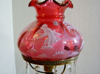 Fenton Cranberry Mary Gregory Lamp 2