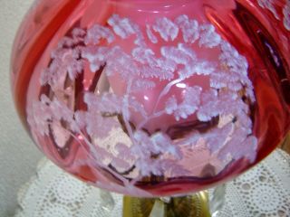 Fenton Cranberry Mary Gregory Lamp 3
