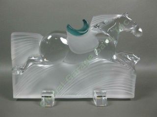 Vintage Daum Crystal Ming Race Horse W/ Pate De Verre Saddle 8 " Glass Statue Nr
