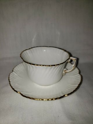 Vintage Hammersley Porcelain Teacup Cup & Saucer Set White Gold Gilt Trim