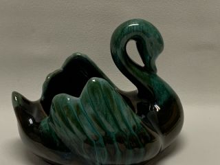 Vintage Blue Mountain Pottery Swan Green Black Art Planter Canadian