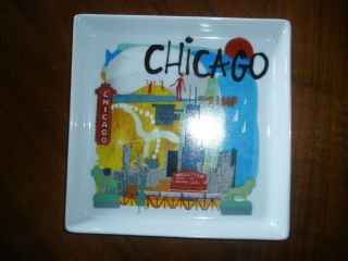 Crate and Barrel Square Small Plate City CHICAGO Collectible Appetizer 2