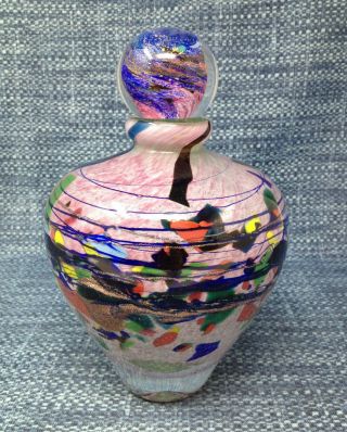 Signed Jean Claude Novaro Art Glass Vase Bottle 8 "