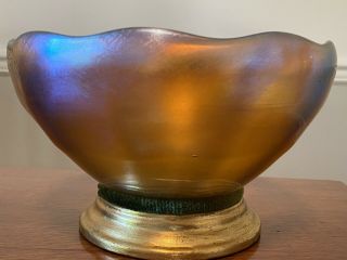 Antique Authentic LC Tiffany Favrile Design 1284 Irridescent Art Glass Bowl 2