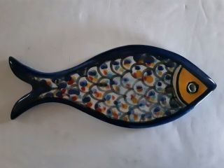 Blue Fish Ceramic Hand Crafted Hand Painted Made In Jerusalem