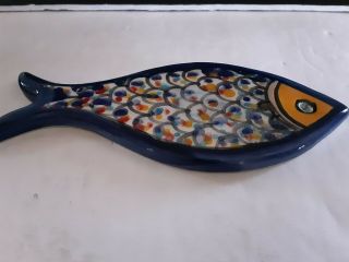 Blue Fish Ceramic Hand Crafted Hand Painted Made In Jerusalem 3