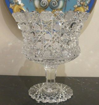 Breathtaking American Brilliant Period Abp Crystal Compote Pedestal Bowl