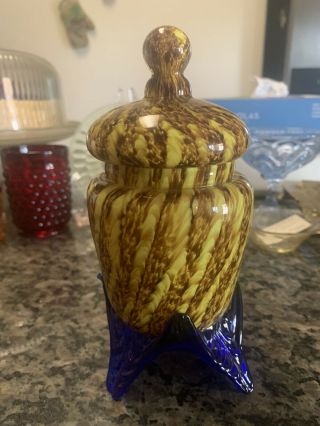 Gorgeous Bohemian Franz Welz Glass Candy Jar