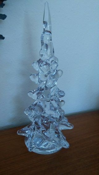 Signed Daum France Clear Crystal Sapin Tree (fir) Christmas Tree 12.  5 " Minty A,