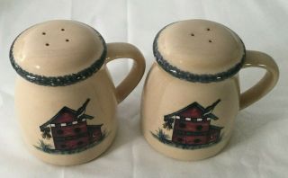 Home & Garden Party Salt & Pepper Shakers With Handles Stoneware