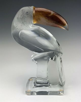 Signed Daum France Crystal Art Glass Exotic Toucan Bird Pate De Verre Beak Mca