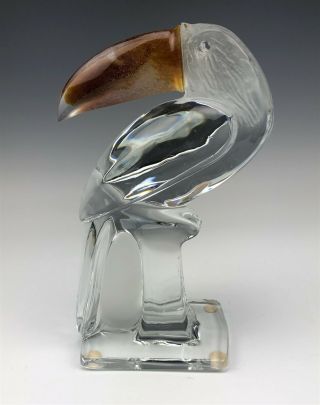 Signed Daum France Crystal Art Glass Exotic Toucan Bird Pate De Verre Beak MCA 3