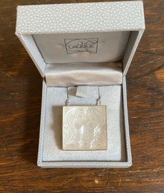 Lalique Masque De Femme Woman’s Face Glass Pendant & Sterling Silver Necklace