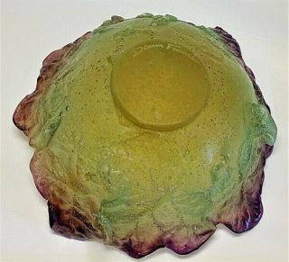 Vintage Daum France Art Glass Pate de Verre Cabbage Leaf Bowl. 3