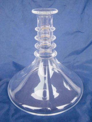 Steuben Crystal Glass 4 Ring Ship ' s Decanter Signed 1940 ' s w/Stopper 5 2