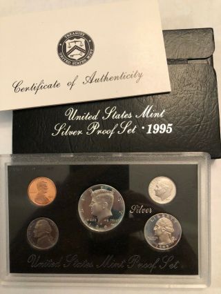 1995 Silver Us Proof Set.  Complete 5 - Coin Set & 5