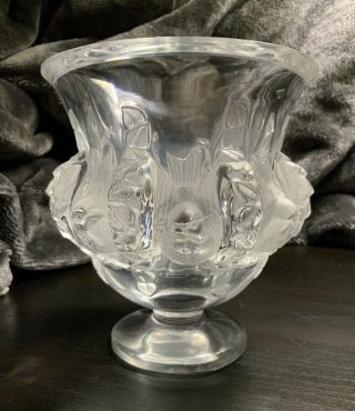 Vintage Lalique France Crystal Dampierre Vase Birds & Vines