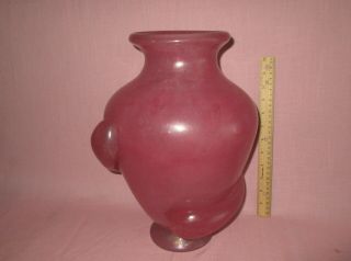 Vintage Murano Italy Art Glass Mid Century Modern Pink Vase Teardrops 14 1/4 "
