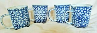 4 Blue Sponge Folk Craft Tienshan Christmas Cabin In The Snow coffee mugs cups 2