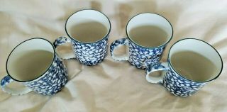 4 Blue Sponge Folk Craft Tienshan Christmas Cabin In The Snow coffee mugs cups 3