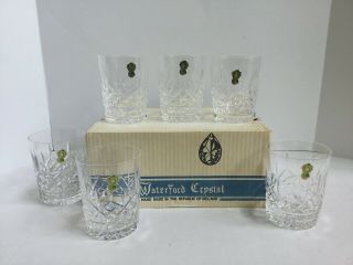 6 Vintage Waterford Crystal Lismore 12oz Double Old Fashion Tumblers Boxed