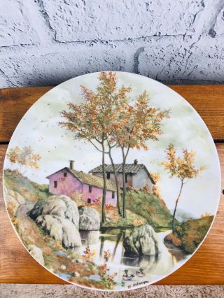 Vizavi Collectible Plate,  P.  Dilanipa Collector Plate Autumn Scene,  Made In Italy