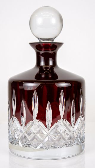 Waterford Crystal Lismore Ruby Red Wine Decanter Glass Bottle