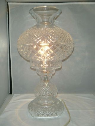 Vintage Waterford Crystal Alana Electric Hurricane Lamp Ireland 19 " Large
