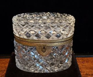 Early 20th Century French Baccarat Cut Crystal & Gilt Ormolu Jewelry Casket Box