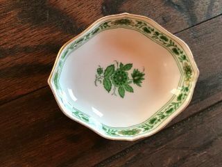 Herend Chinese Bouquet Green Scalloped Tray Trinket Pin Dish