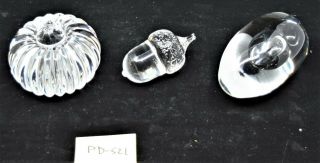 Steuben Crystal,  Art Glass,  Sculptures,  Figurines Set Pumpkin,  Acorn And Egg