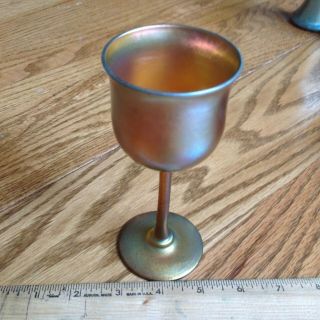Lct Louis Comfort Tiffany Favrile - Iridescent 5 5/8 " Wine Goblet - Signed