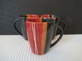 Home Trends Bazaar Red Set Of 3 (4 - 5/8 ") Square Coffee Mugs