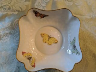 Limoges Butterfly Serving Bowl Dish Square Bernardaud & Co France B & C Vintage