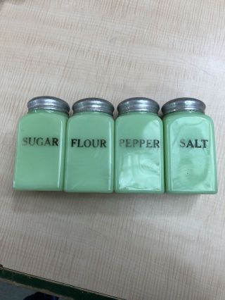 Mckee Jadeite Jadite Salt Pepper Sugar & Flour Range Shakers